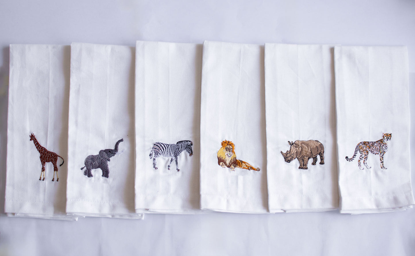 Tea Towels with Cheetah Embroidery