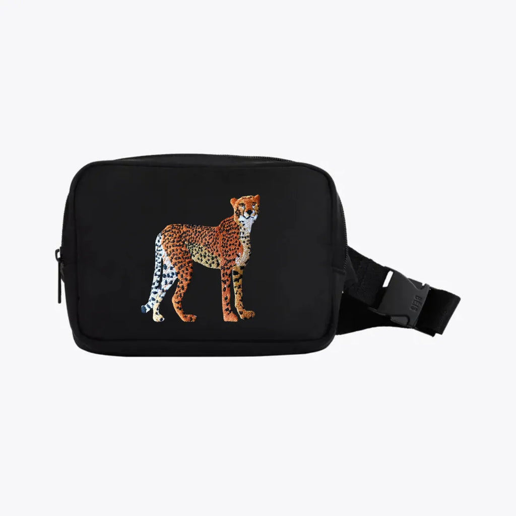Everyday Belt Bag in Cheetah by Ilisah, a lightweight fanny pack, perfect for adventures, handmade in Kenya.