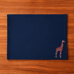 Handmade Ilisah Giraffe Embroidery table mats in beige white, set of 4, 100% cotton canvas, perfect for stylish dining.