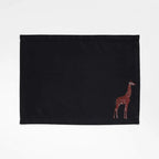 Handmade Ilisah Giraffe Embroidery table mats in beige white, set of 4, 100% cotton canvas, perfect for stylish dining.
