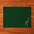 Handmade Ilisah Giraffe Embroidery table mats in beige white, set of 4, 100% cotton canvas, perfect for stylish dining.