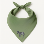 Green Safari Bandana by ILISAH featuring animal embroidery; available in Rhino, Elephant, and Giraffe variants, perfect fo...