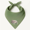 Green Safari Bandana by ILISAH featuring animal embroidery; available in Rhino, Elephant, and Giraffe variants, perfect fo...