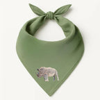 Green Safari Bandana by ILISAH featuring animal embroidery; available in Rhino, Elephant, and Giraffe variants, perfect fo...