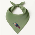Green Safari Bandana by ILISAH featuring bird embroidery, perfect for gifting or as a stylish home accent.