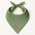 Green Safari Bandana by ILISAH featuring bird embroidery, perfect for gifting or as a stylish home accent.