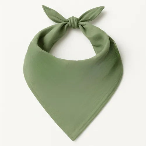 Green Safari Bandana by ILISAH, a versatile cotton accessory perfect for pets or home decor, in neutral tones.