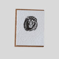 Handmade ILISAH Lion Greeting Card in earthy tones, eco-friendly, unique art from recycled water hyacinth, perfect for gif...