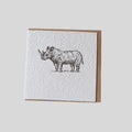 Handmade eco-friendly ILISAH Rhino greeting card, featuring unique recycled water hyacinth paper, perfect for gifting or h...