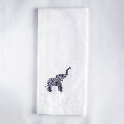 Tea Towels with Baby Elephant Embroidery