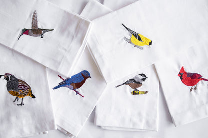 Tea Towels with Cardinal Embroidery