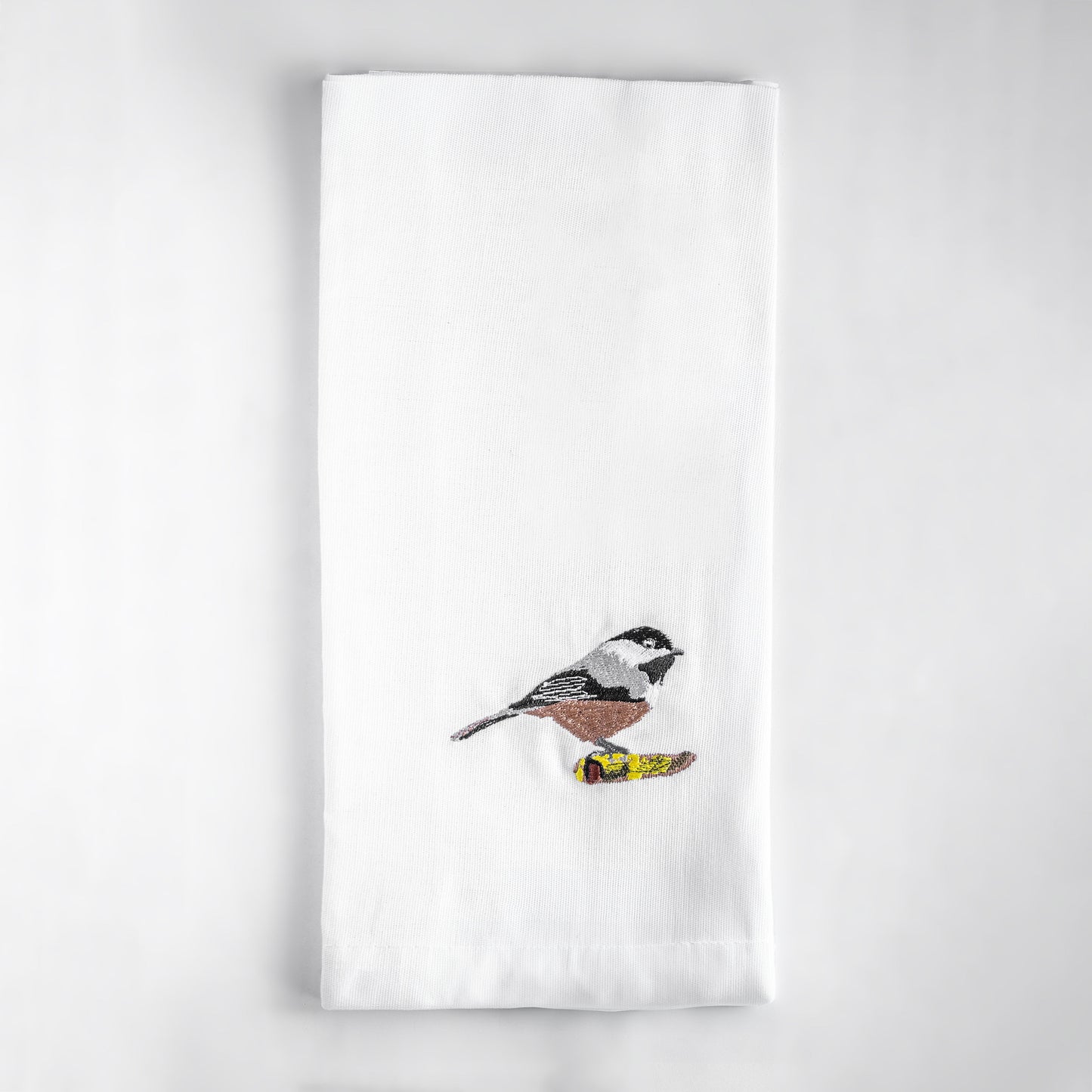 Tea Towels with Chickadee Embroidery