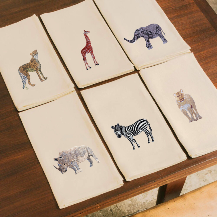 Napkins with Rhino Embroidery