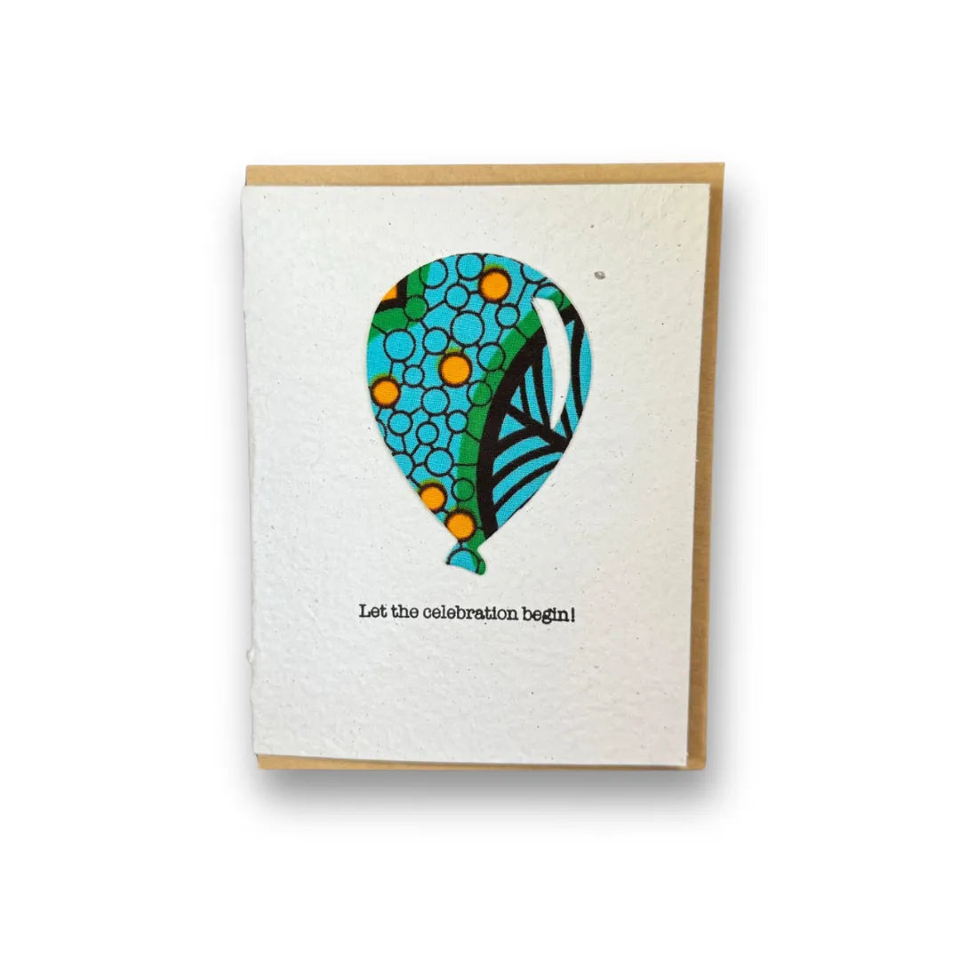 Handmade ILISAH Holiday Card - Balloon design in vibrant colors, perfect for festive gifting and celebrating special moments.