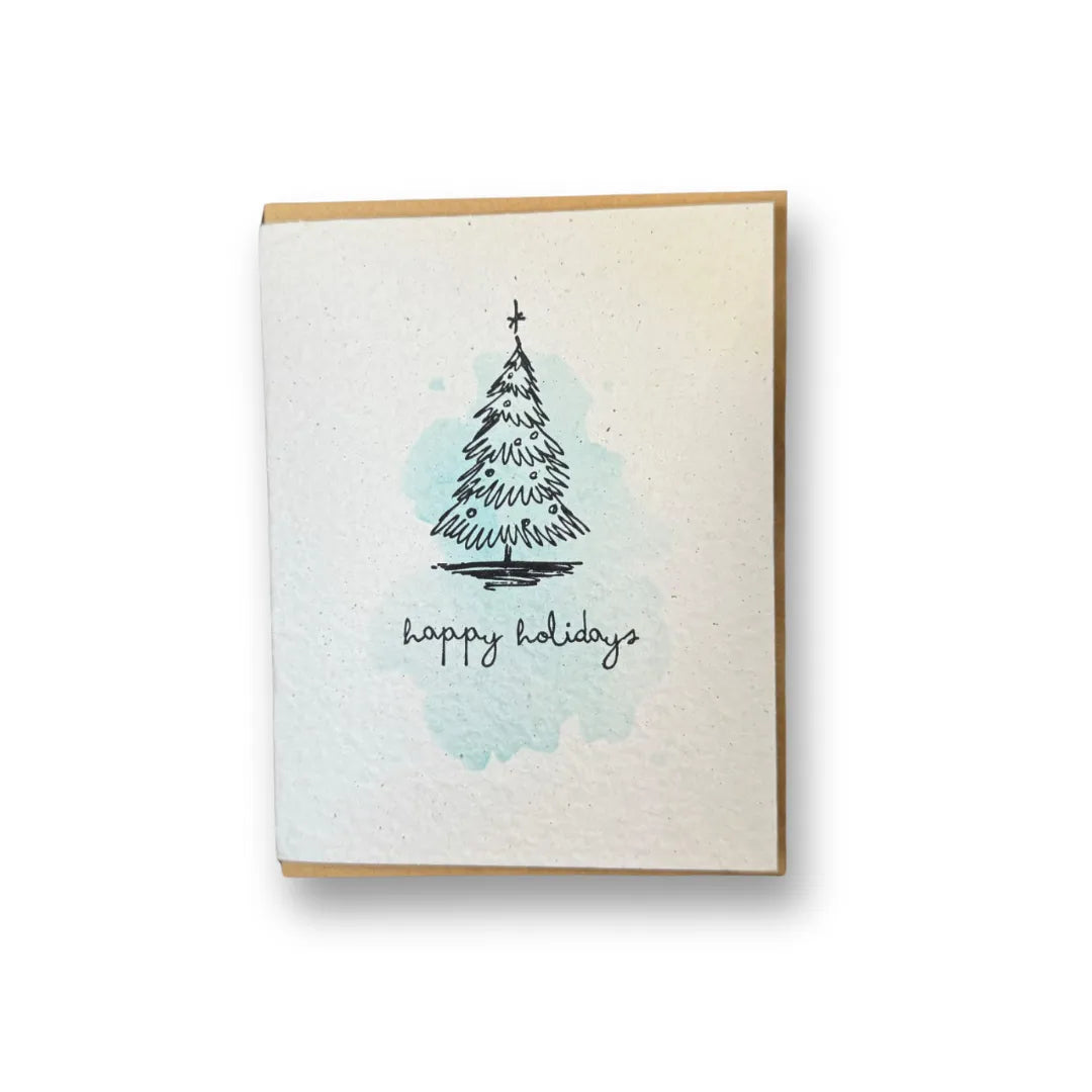 Handmade ILISAH Holiday Card featuring a colorful Christmas tree design, perfect for festive gifting and eco-friendly cele...