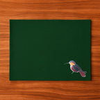 Handmade rectangular table mats with Humming Bird embroidery by Ilisah, available in mustard, burnt orange, and beige whit...