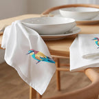 Embroidered Kitchen Towels with Bee Eater design by Ilisah, 100% cotton, showcasing vibrant colors, perfect for kitchen de...
