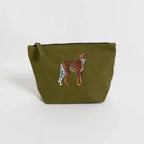 Handmade ILISAH Cheetah canvas make up pouch in black, perfect for organizing daily essentials or travel items.