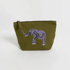 Handmade ILISAH Elephant Make Up Pouch in Burnt Orange, a compact canvas organizer for makeup and travel essentials.