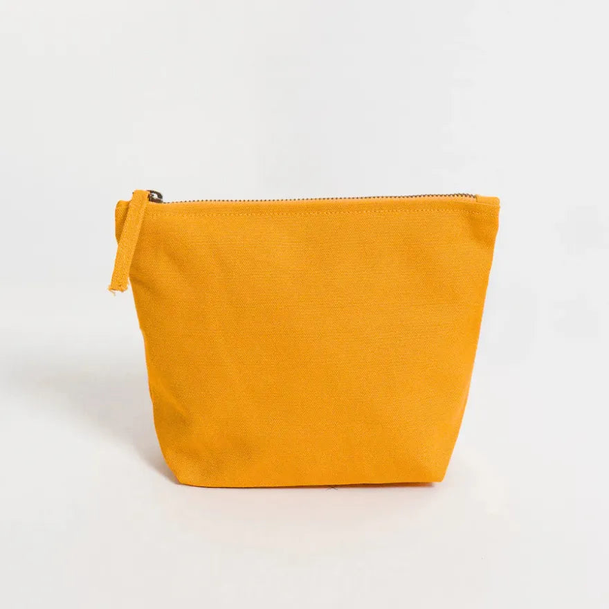 Handmade ILISAH canvas make up pouch in burnt orange, perfect for organizing essentials, travel, or daily use.