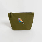 Handmade ILISAH lilac breasted roller canvas make up pouch, perfect for organizing essentials. Ideal for travel or everyda...
