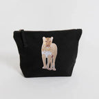 Handmade ILISAH Lion Make Up Pouch in Burnt Orange, a compact canvas bag for organizing makeup and essentials.
