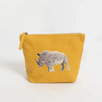 Handmade ILISAH Rhino Make Up Pouch in green canvas, perfect for organizing makeup, travel essentials, or everyday items.