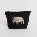 Handmade ILISAH Rhino Make Up Pouch in green canvas, perfect for organizing makeup, travel essentials, or everyday items.