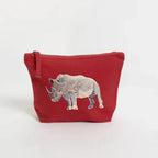 Handmade ILISAH Rhino Make Up Pouch in green canvas, perfect for organizing makeup, travel essentials, or everyday items.