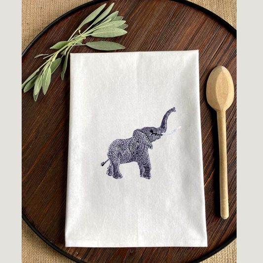 Napkins with Baby Elephant Embroidery