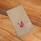 Handmade Ilisah napkins with charming flamingo embroidery, available in Brown Khaki or Beige White, set of 4 or 6, perfect...