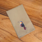 Handmade cotton napkins with charming hummingbird embroidery by Ilisah, available in beige white or brown khaki, set of 4 ...