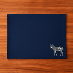 Navy blue placemat with zebra embroidery design 