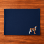 Navy blue cotton placemat with a cheetah embroidery design