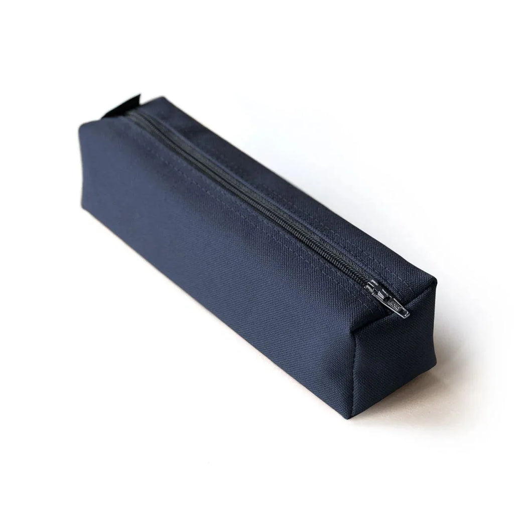 Ilisah canvas pencil pouch in navy blue, a stylish zipper bag case for organizing pens and brushes, perfect for makeup or ...