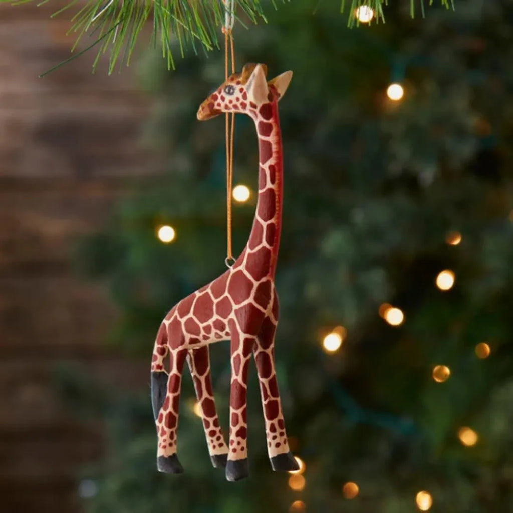 Handmade ILISAH Safari Animals Ornament Set in vibrant colors, perfect for festive decorating, Christmas tree, and holiday...