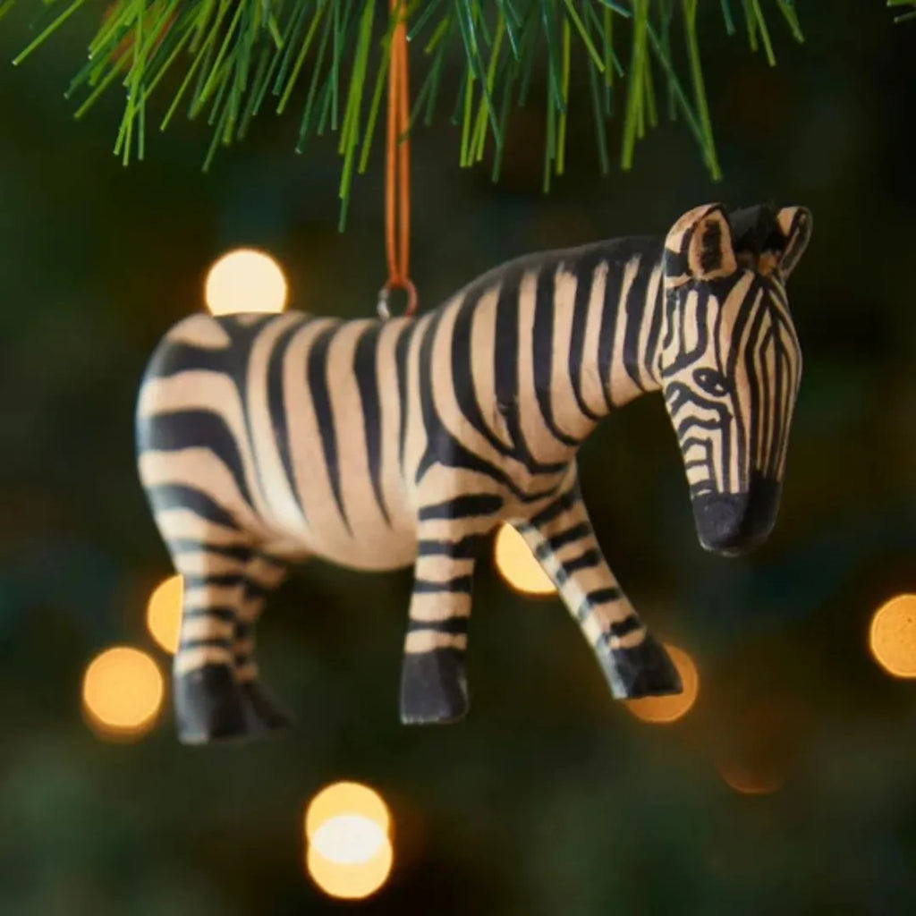 Handmade ILISAH Safari Animals Ornament Set in vibrant colors, perfect for festive decorating, Christmas tree, and holiday...