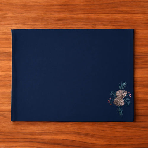 Christmas Table Mats by Ilisah in navy blue, featuring a festive acorn motif, set of 4, perfect for holiday dining.
