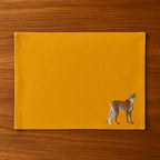 Handmade Ilisah Cheetah Embroidery table mats in Pine Green, set of 4, 100% cotton canvas, perfect for dining decor.
