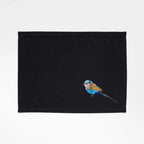 Handmade Ilisah table mats featuring lilac-breasted roller embroidery, set of 4 in mustard, perfect for dining and table d...