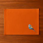 Handmade Ilisah table mats featuring lilac-breasted roller embroidery, set of 4 in mustard, perfect for dining and table d...