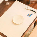 Handmade Ilisah table mats featuring lilac-breasted roller embroidery, set of 4 in mustard, perfect for dining and table d...