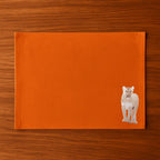 Handmade Ilisah Lion Embroidery table mats in mustard, set of 4, 100% cotton canvas, perfect for stylish dining decor.