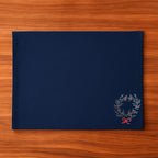 Red Christmas Table Mats by Ilisah, featuring a festive wreath motif, set of 4, handcrafted from cotton canvas for elegant...