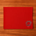 Red Christmas Table Mats by Ilisah, featuring a festive wreath motif, set of 4, handcrafted from cotton canvas for elegant...