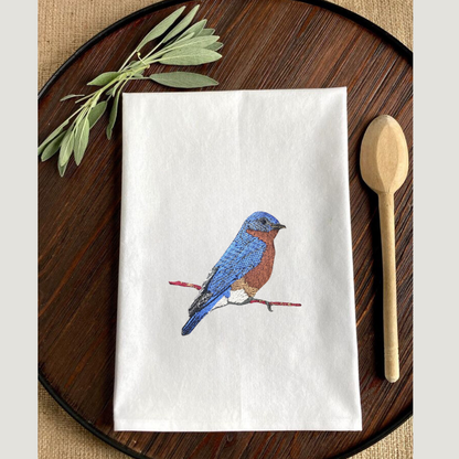 Napkins with Bluebird Embroidery