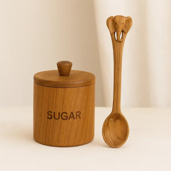 Wooden Teaspoons with Animal Handles by ILISAH, set of 6, featuring hand-carved animal-themed handles, perfect for gifting...