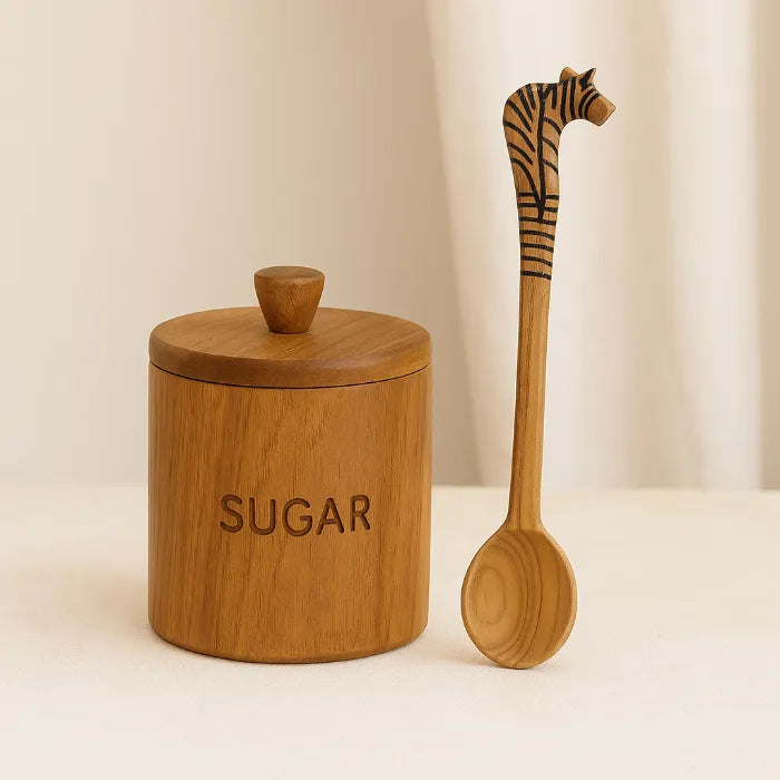 Wooden Teaspoons with Animal Handles by ILISAH, set of 6, featuring hand-carved animal-themed handles, perfect for gifting...