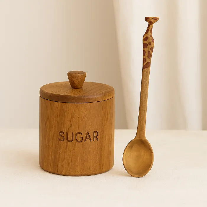 Wooden Teaspoons with Animal Handles by ILISAH, set of 6, featuring hand-carved animal-themed handles, perfect for gifting...